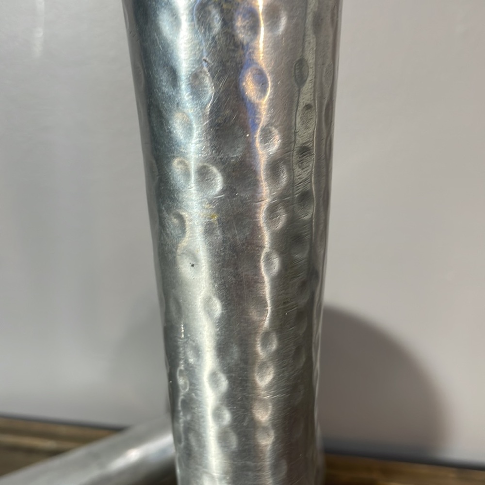 Heavy hammered 10” metal candle holders - pair - Picture 6 of 9